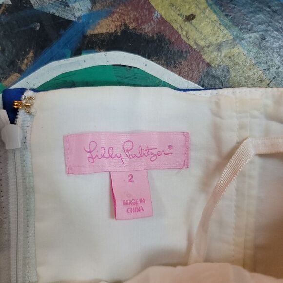 Vibrant Lilly Pulitzer Strapless Patchwork Dress - size 2 - Picture 4 of 9